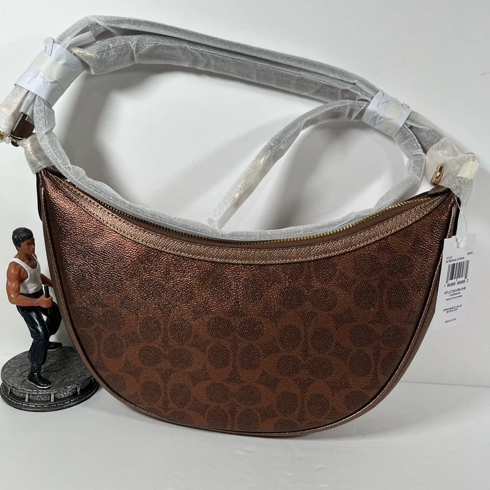 Coach Aria Shoulder Bag In Signature Canvas CCL27 Brown/Copper NWT